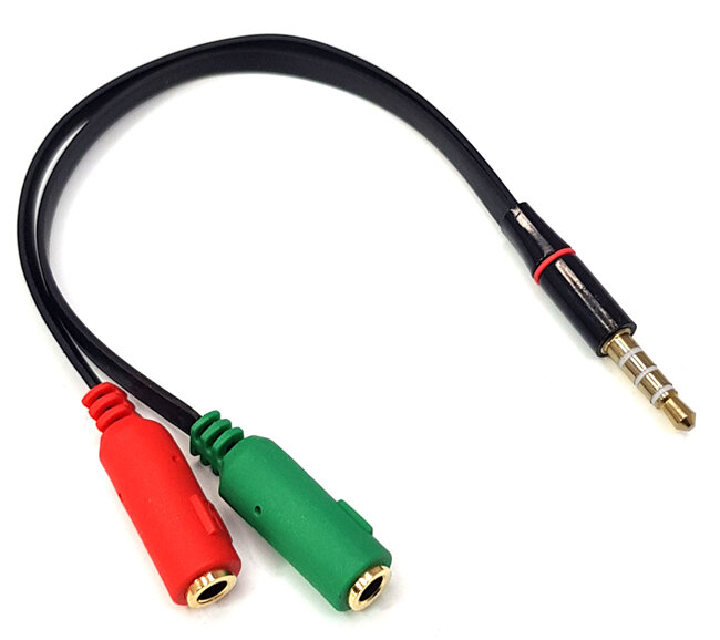 Powertech αντάπτορας 3.5mm 4pin αρσενικό σε 2x 3.5mm θηλυκά 0.2m, μαύρο