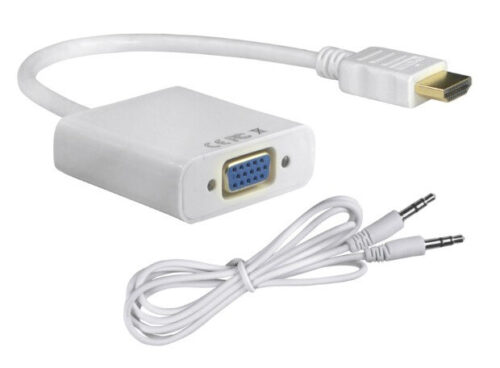 Powertech αντάπτορας HDMI σε VGA καλώδιο 3.5mm 0.20m λευκός