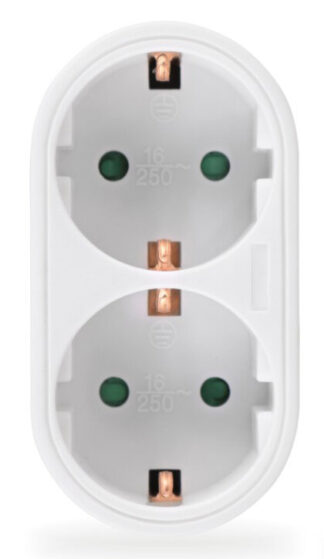 Powertech Αντάπτορας Ρεύματος 2X Schuko 250V 16A Λευκός