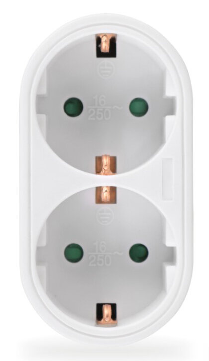 Powertech Αντάπτορας Ρεύματος 2X Schuko 250V 16A Λευκός