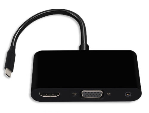 Powertech Αντάπτορας USB-C σε HDMI/VGA/3.5mm 4K/30Hz Μαύρος