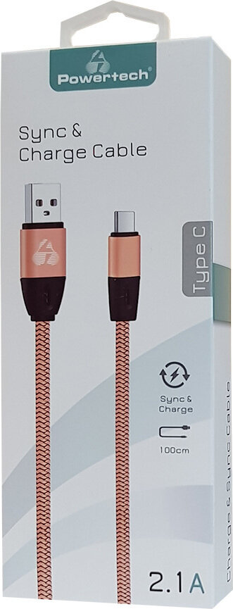 Powertech Braided USB 2.0 Cable USB-C male - USB-A male Χρυσό 1m