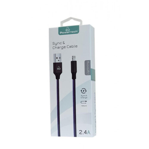 Powertech Braided USB to Lightning Cable Μπλε 1m