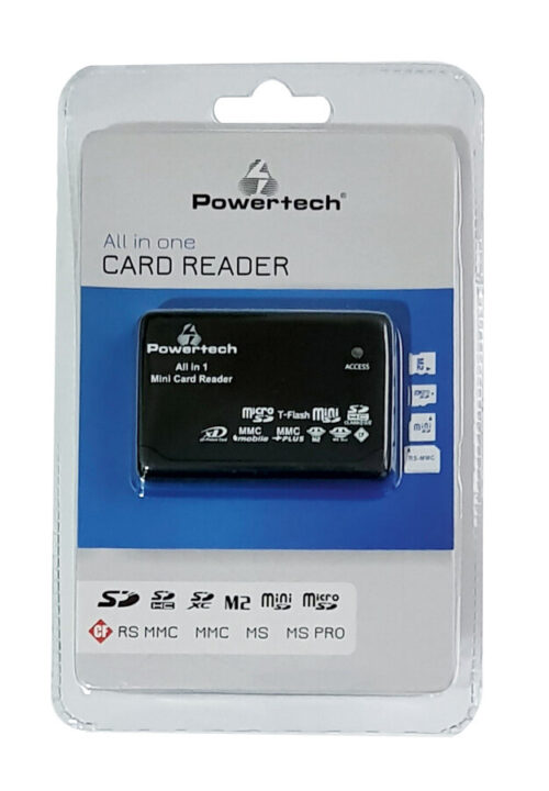 Powertech Card Reader All in one USB 480Μbps LED μαύρο