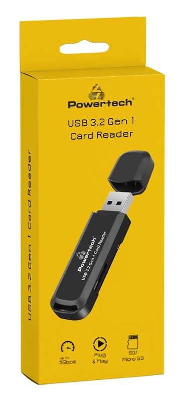 Powertech Card Reader Pt 1112 για Sd Micro Sd Usb 3.2 5gbps Μαύρο