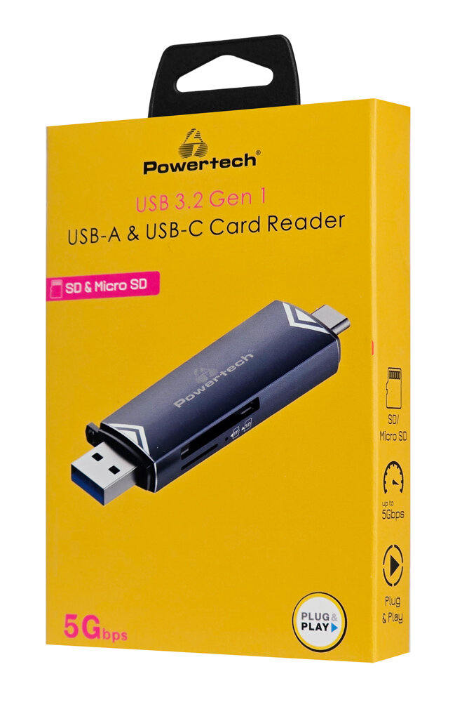 Powertech Card Reader Για Sd & Micro Sd Usb 3.2 5Gbps Γκρι