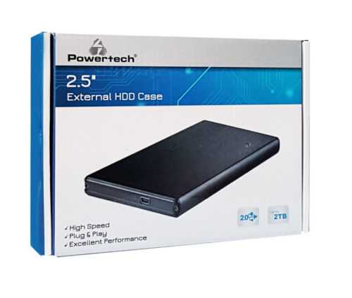Powertech Εξωτερική θήκη για HDD 2.5" USB 2.0 μαύρη έως 2TB