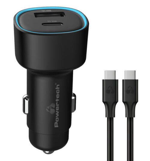 Powertech Φορτιστής Αυτοκινήτου Καλώδιο USB/USB-C 48W Μαύρος