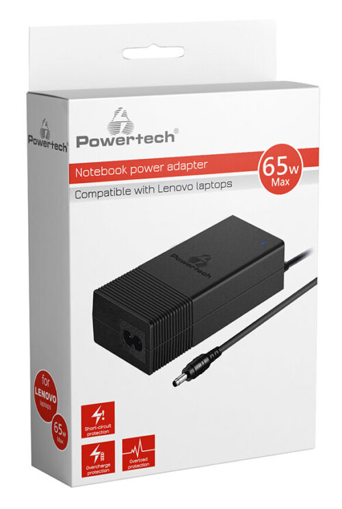 Powertech Φορτιστής Laptop για Lenovo 65W 20V ~ 3.25A Μαύρο