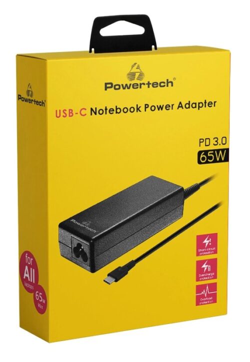 Powertech Φορτιστής Laptop USB-C Pd 3.0 Universal 65w Μαύρο