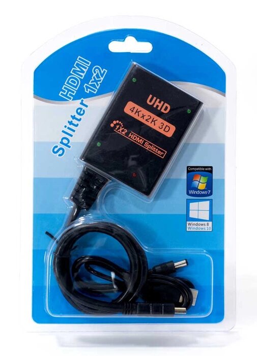 Powertech Hdmi Splitter 1-in Σε 2-out 4k 30hz Hdr Hdcp Μαύρο