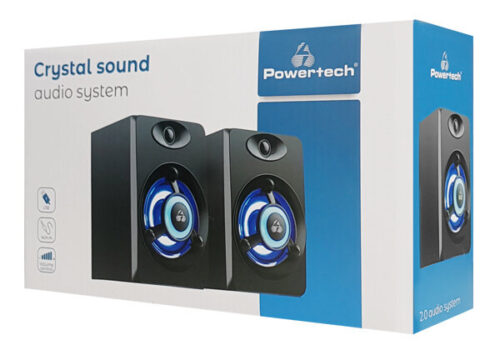 Powertech Ηχεία Crystal sound 2x 3W 3.5mm μαύρα