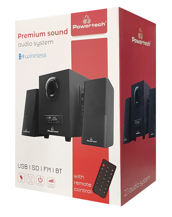 Powertech ηχεία Premium sound 16W USB/SD/FM/BT with remote control μαύρα
