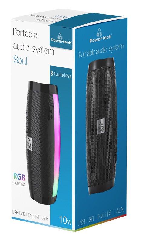 Powertech Ηχείο Bluetooth 10W με Ραδιόφωνο και Διάρκεια Μπαταρίας έως 3 ώρες, μαύρο