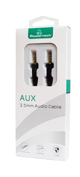 Powertech καλώδιο 3.5mm AUX 24 AWG copper 1m μαύρο