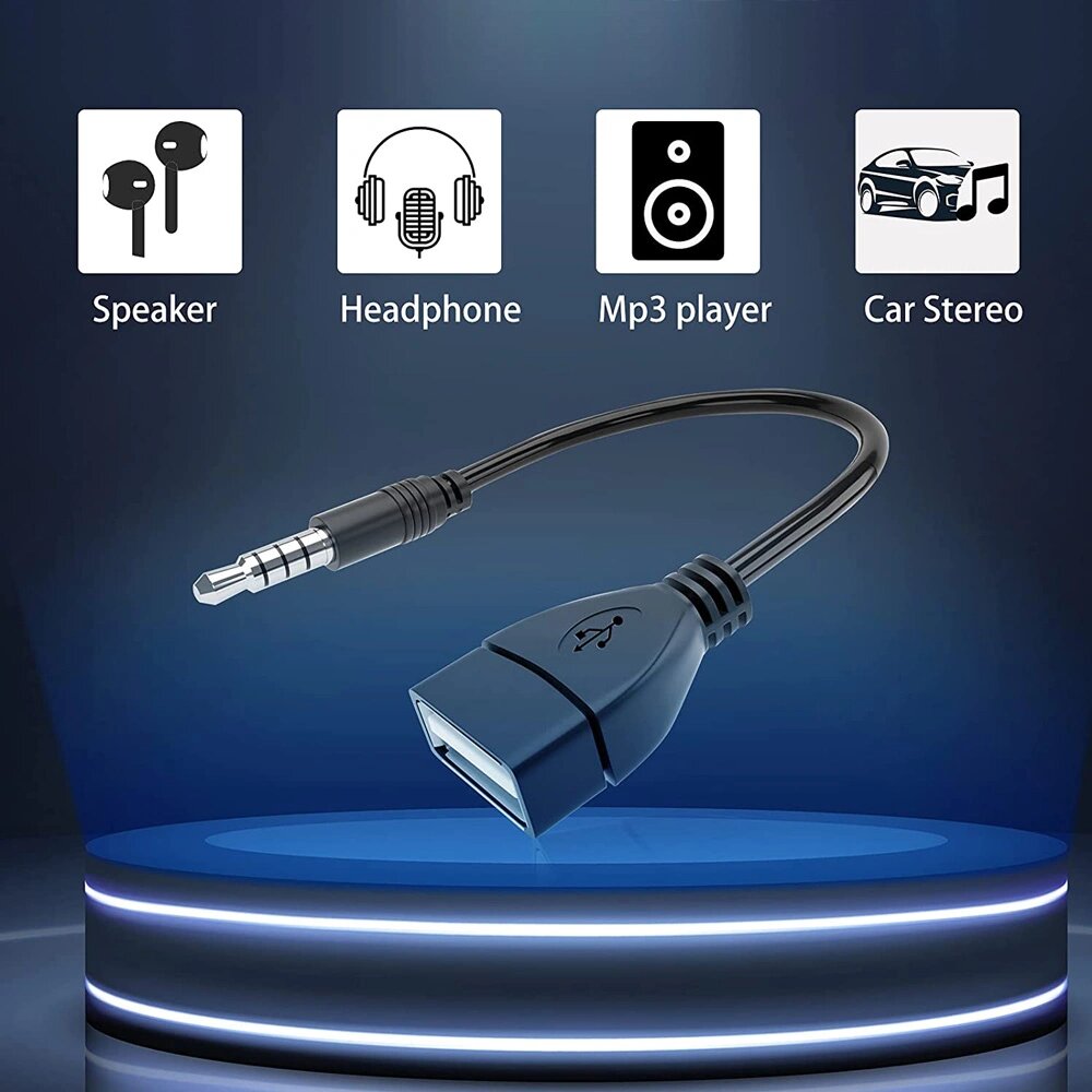 Powertech Καλώδιο 3.5mm Σε USB 2.0 Female Cab-j055 0.5m Μαύρο