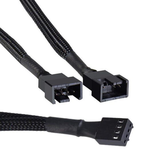Powertech καλώδιο 4-pin pwm σε 2x 4-pin pwm 0.15m, μαύρο