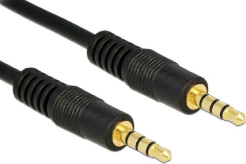 Powertech Καλώδιο Jack 3.5Mm M-M 4 Pin Od: 4.0Mm Copper 0.50M Μαύρο