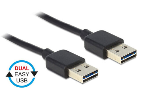 Powertech Καλώδιο USB 2.0 σε USB 2.0 Type A Dual Easy USB 1.5m Black