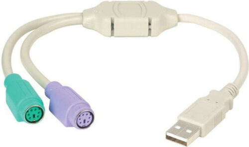 Powertech Καλώδιο USB Αρσενικό σε 2x PS2 Θηλυκό 0.20m Λευκό CAB-U047