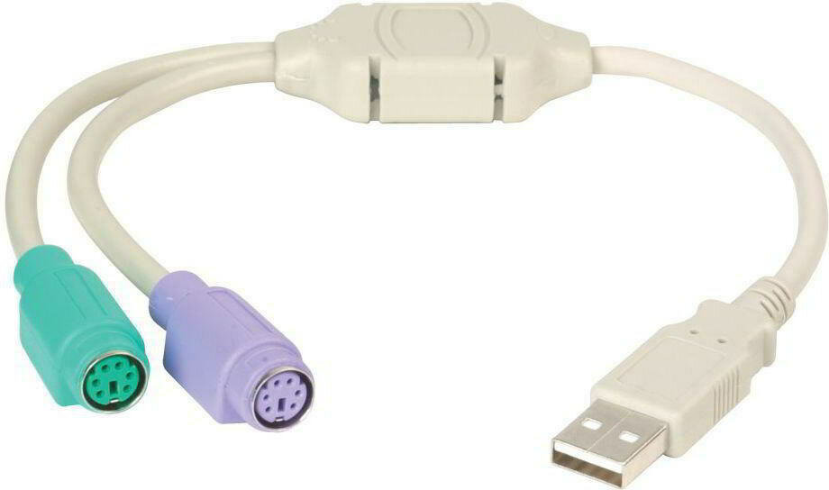 Powertech Καλώδιο USB Αρσενικό σε 2x PS2 Θηλυκό 0.20m Λευκό CAB-U047