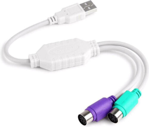 Powertech Καλώδιο USB Αρσενικό σε 2x PS2 Θηλυκό 0.20m Λευκό CAB-U047