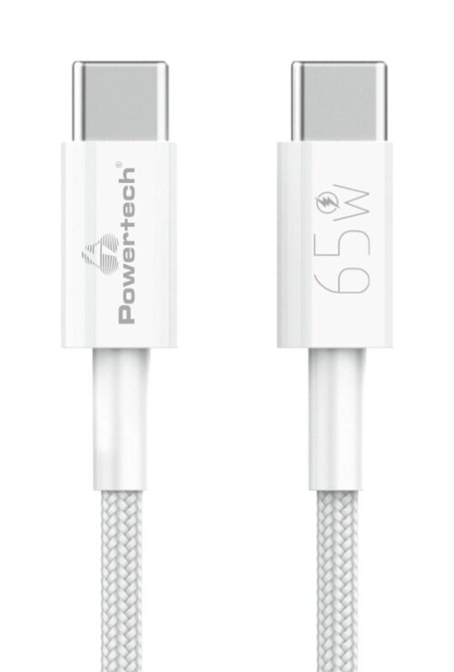 Powertech Καλώδιο USB-C 65W 480Mbps 1m Λευκό