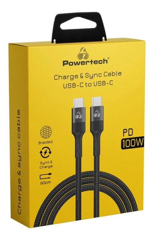 Powertech καλώδιο USB-C 100W 60cm μαύρο
