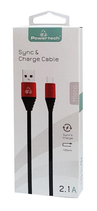 Powertech Καλώδιο USB σε Micro USB alu copper 1m μαύρο
