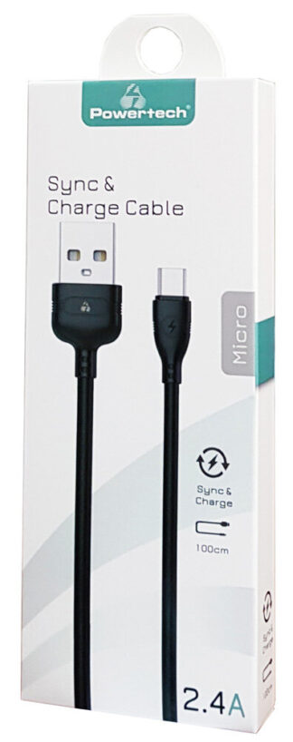 Powertech Καλώδιο Usb Σε Micro Usb Eco Copper 1M Μαύρο
