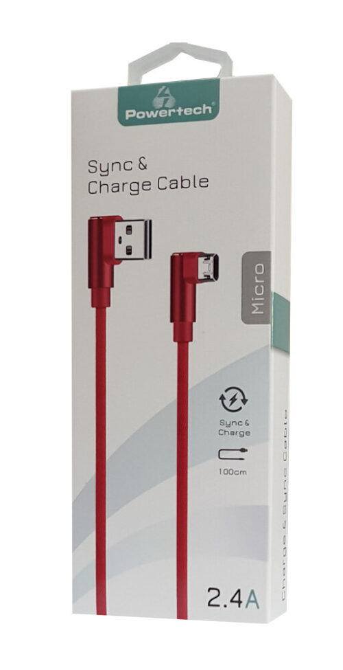 Powertech Καλώδιο USB σε Micro USB game 90 copper 1m κόκκινο