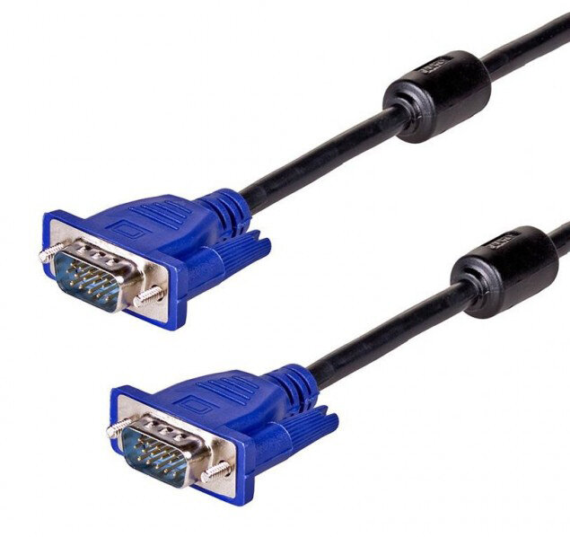 Powertech Καλώδιο VGA M-M Full HD 2x ferrites 1.5m μαύρο