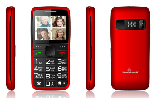 Powertech Κινητό Τηλέφωνο Sentry Eco Dual SIM με μεγάλα πλήκτρα, κόκκινο