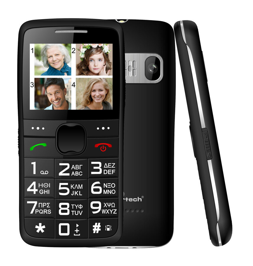 Powertech Κινητό Τηλέφωνο Sentry Eco Dual SIM με μεγάλα πλήκτρα, μαύρο