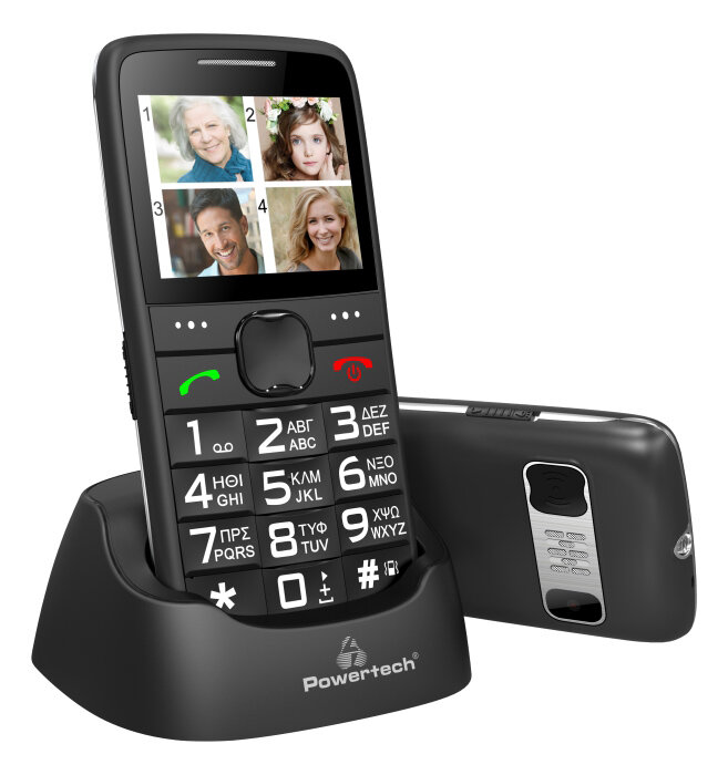 Powertech Κινητό Τηλέφωνο Sentry Eco Dual SIM με μεγάλα πλήκτρα, μαύρο