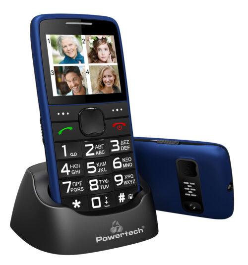 Powertech Κινητό Τηλέφωνο Sentry Eco Dual SIM με μεγάλα πλήκτρα, μπλε