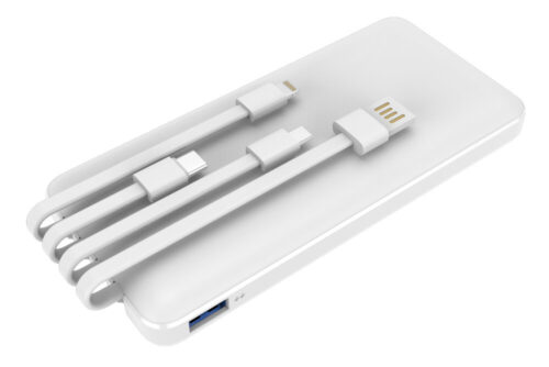 Powertech power bank με καλώδια 10000mAh PD 20W & QC 18W λευκό