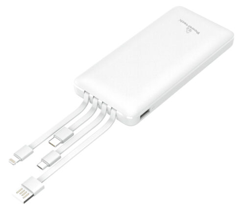 Powertech power bank με καλώδια 10000mAh PD 20W & QC 18W λευκό