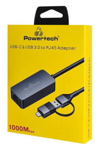 Powertech PTR-0149 USB-C Αντάπτορας Δικτύου για Ενσύρματη σύνδεση Gigabit Ethernet