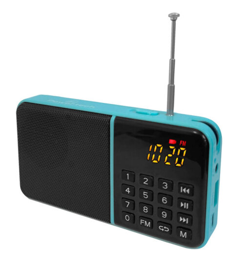 Powertech ραδιόφωνο & φορητό ηχείο LCD 1200mah μπλε