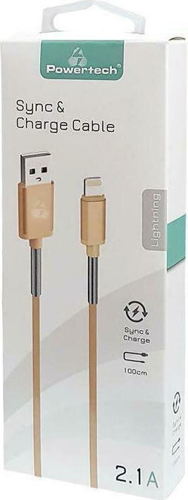 Powertech Regular USB to Lightning Cable Χρυσό 1m