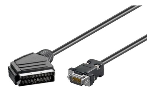 Powertech Scart 21p M/Vga M 1.5m Black