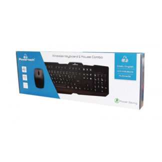 Powertech Set Ποντίκι & Πληκτρολόγιο Ασύρματο 1600Dpi Μαύρο