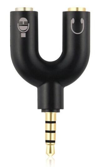 Powertech Splitter 3.5mm Headphone Mic Audio Y Splitter Cable Female to Dual Male Converter Adapter