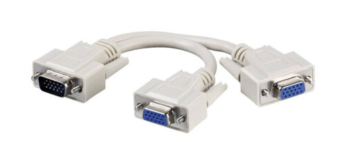 Powertech Splitter VGA 15pin HD Male σε 2x Female 0.2m γκρι