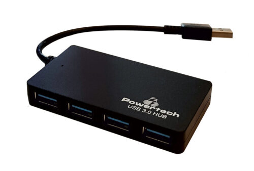 Powertech USB 3.0 Hub 4 Ports DC port μαύρο