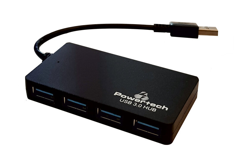 Powertech USB 3.0 Hub 4 Ports DC port μαύρο