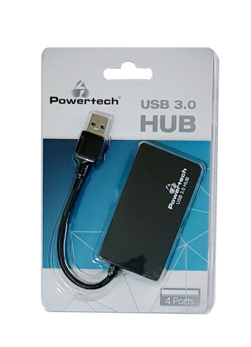 Powertech USB 3.0 Hub 4 Ports DC port μαύρο