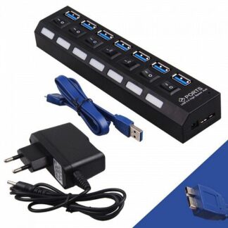 Powertech Usb 3.0 Hub 7 Θύρες On-Off + Μετασχηματιστής Ρεύματος
