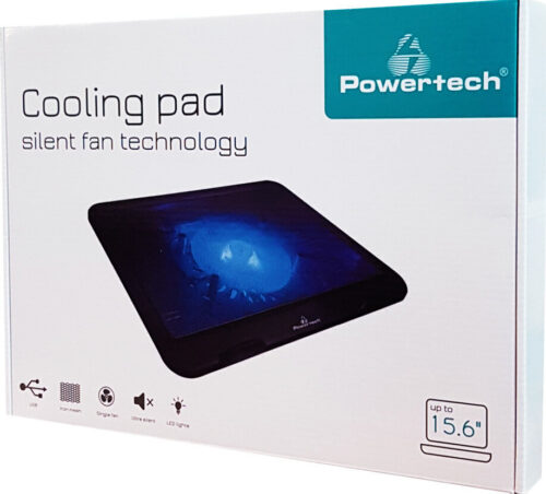 Powertech Βάση & Ψύξη Laptop Έως 15.6" 125Mm Fan Led Μαύρο
